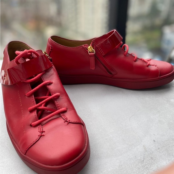 Guiseppe Zanotti Red Leather 7.5 US Size Shoes - Picture 2 of 5
